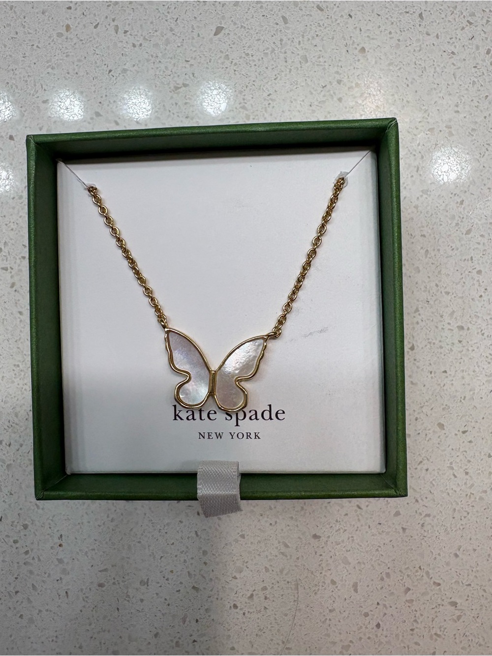 Kate Spade Gold Butterfly Outline Necklace with Mother-of-Pearl
